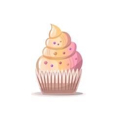 Cupcake vector illustration. Birthday party, celebration, congratulations, invitation concept. Good for postcard, card, cover.