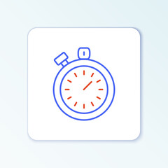 Line Stopwatch icon isolated on white background. Time timer sign. Chronometer sign. Colorful outline concept. Vector