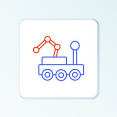 Line Mars rover icon isolated on white background. Space rover. Moonwalker sign. Apparatus for studying planets surface. Colorful outline concept. Vector