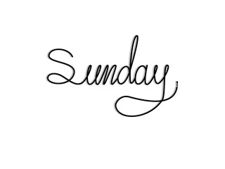 Typography Lettering 'Sunday' Isolated on the White Background. Hand Drawn Brush Calligraphy for Typography Greeting and Invitation Card or T-shirt and Apparel Print Design.