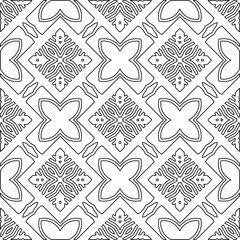 Stylish texture with figures from lines.Abstract geometric black and white pattern for web page, textures, card, poster, fabric, textile. Monochrome graphic repeating design. 