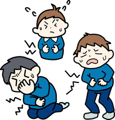 おなかの痛そうな人のイラスト3点セット