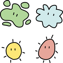 いろんな菌をイメージしたカラーイラスト4点セット