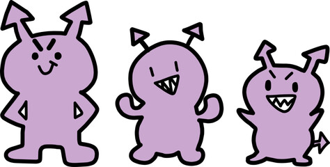 悪そうなバイキンのキャラクターイラスト3点セット