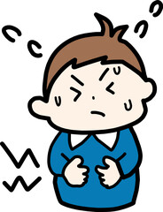 おなかが痛そうな人物の上半身イラスト