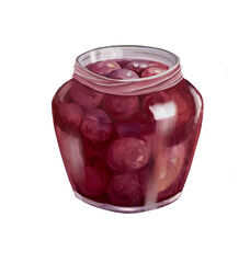 Plum compote in a glass jar