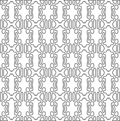Stylish texture with figures from lines.Abstract geometric black and white pattern for web page, textures, card, poster, fabric, textile. Monochrome graphic repeating design. 