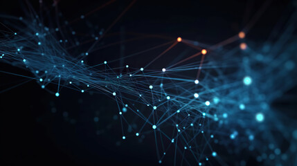 Obraz premium Luminous blue network connection with sparkling dots background. Based on Generative AI