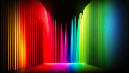 A neon rainbow with a gradient of colors  Generative AI