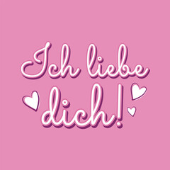 Obraz premium Ich liebe dich i love you german language valentine heart cute banner design vector