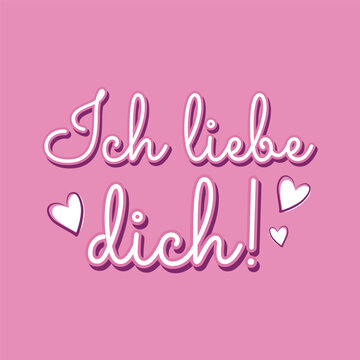 Ich liebe dich i love you german language valentine heart cute banner design vector