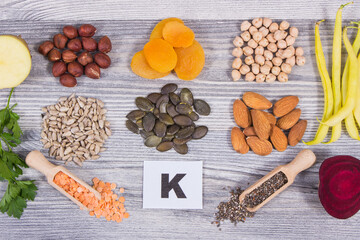 Healthy nutritious ingredients containing natural vitamin K and minerals