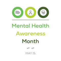 Mental Health Awareness Month in May. madicale banner design template Vector illustration background.