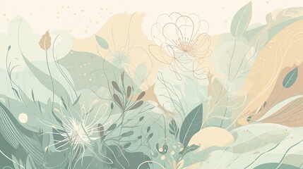 Pastel background with a soft color palette and floral design elements - Generative AI