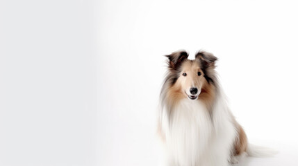 animal on the white Background dog Long-haired collie generative ai