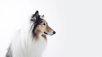 animal on the white Background dog Long-haired collie generative ai