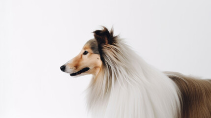 Obraz na płótnie Canvas animal on the white Background dog Long-haired collie generative ai