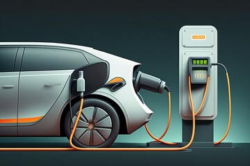 electric car charging station. Generative AI.