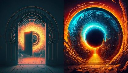 A neon portal that leads to another dimension  Generative AI
