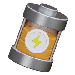 charging battery 3d rendering icon illustration with transparent background, bio energy