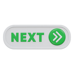 next button 3d rendering icon illustration with transparent background, click button