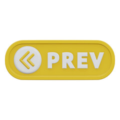 previous button 3d rendering icon illustration with transparent background, click button