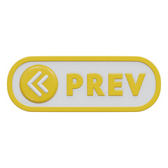 previous button 3d rendering icon illustration with transparent background, click button