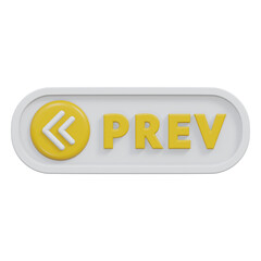 previous button 3d rendering icon illustration with transparent background, click button