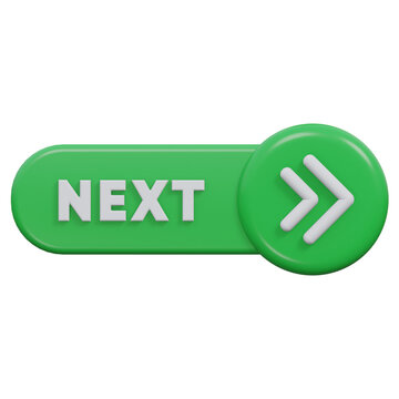 next button 3d rendering icon illustration with transparent background, click button