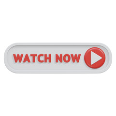 watch now button 3d render icon illustration with transparent background, click button