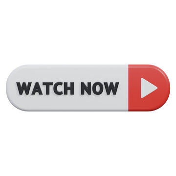 watch now button 3d render icon illustration with transparent background, click button