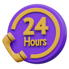 24 hour services 3d rendering icon illustration with transparent background, shopping and retail