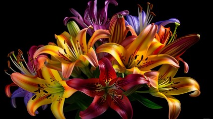 Multicolored Lily Bouquet