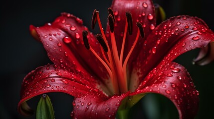 Red Lily in the Rain