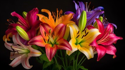 Multicolored Lily Bouquet