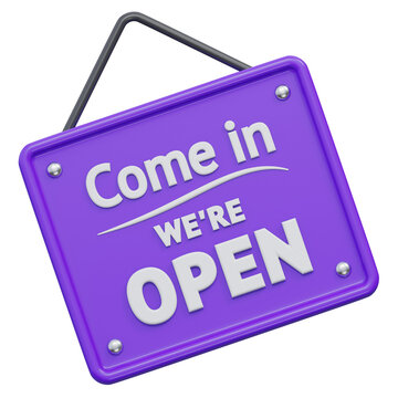 open shop board 3d rendering icon illustration with transparent background, shopping and retail
