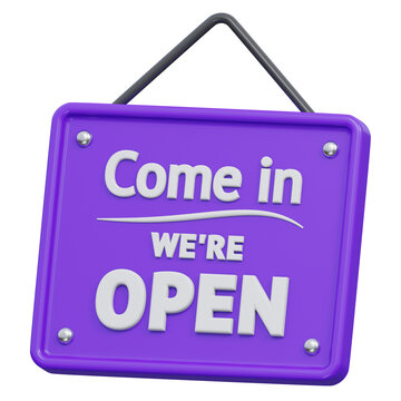 open shop board 3d rendering icon illustration with transparent background, shopping and retail