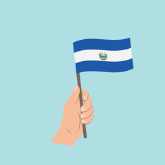 Flag of El Salvador, Hand Holding flag