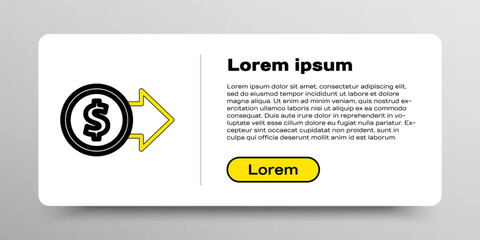 Line Coin money with dollar symbol icon isolated on white background. Banking currency sign. Cash symbol. Colorful outline concept. Vector