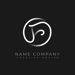 Letters Initial Minimal Monogram Logo F. Template design. Cursive letter F combined with a round frame. Calligraphy emblem vector