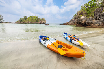 Fototapeta premium The colourful of kayak on the beach.