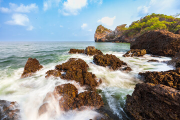 Beautiful beach on the tropical sea at Prachuap Khiri Khan Province, Thailand.