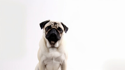 Obraz premium animal on the white Background dog pug generative ai
