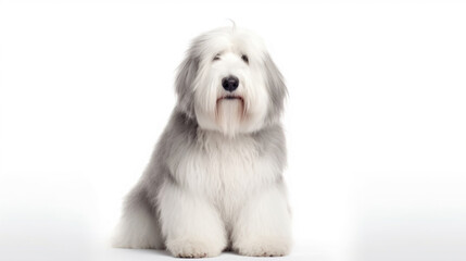 animal on the white Background dog Old English sheepdog generative ai