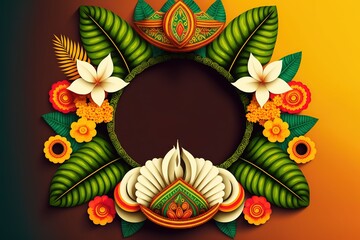 south Indian Kerala festival happy onam greetings background. vector illustration design. Generative Ai.