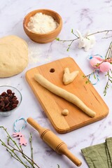 Step-by-step cooking of Easter Bunny Buns on a light background.