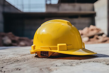 Yellow construction helmet. Generative AI