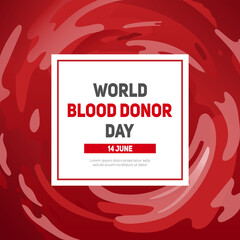 National Donor Day. Square banner. Blood funnel, whirlpool, swirl. Illustration in a realistic style. Hemophilia. blood diseases. For banner, website, poster, postcards.