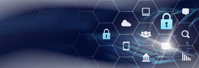 Cyber, personal data, privacy and information security. Internet networking  protection security...