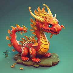 Fototapeta premium baby chinese dragon statue